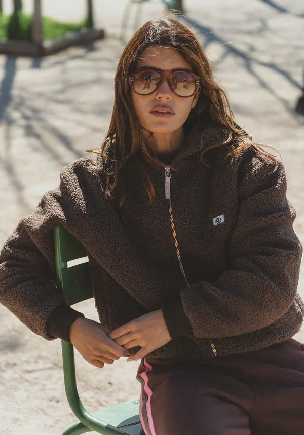 Sherpa Hooded Jacket Dark Chocolate 1