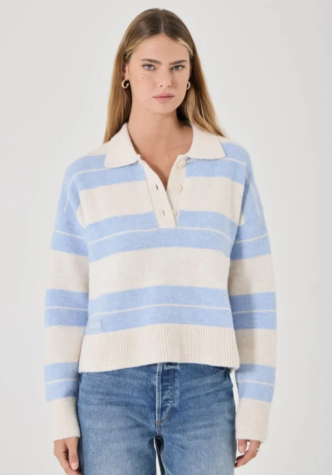 Sofia Stripe Polo Soft Blue 1