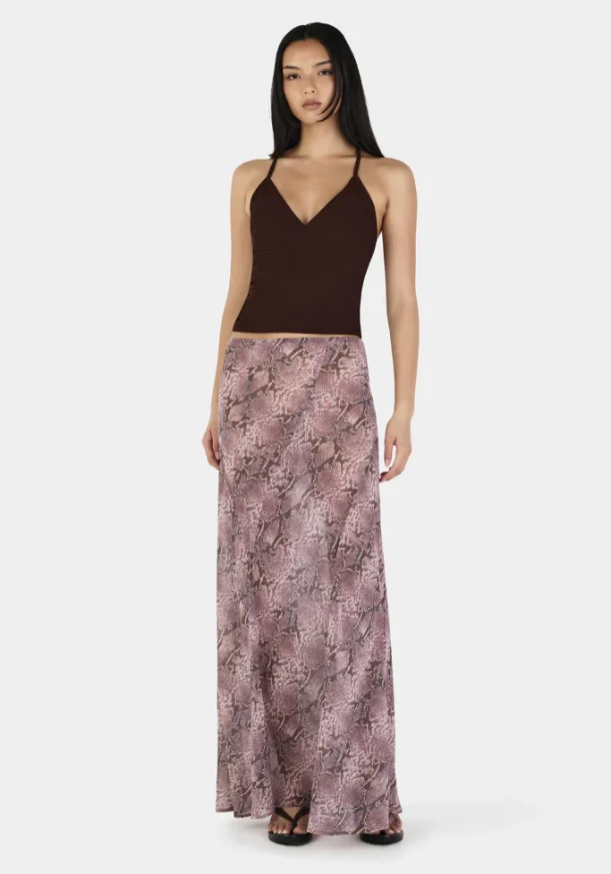 Stella Maxi Skirt Mauve Snake 1