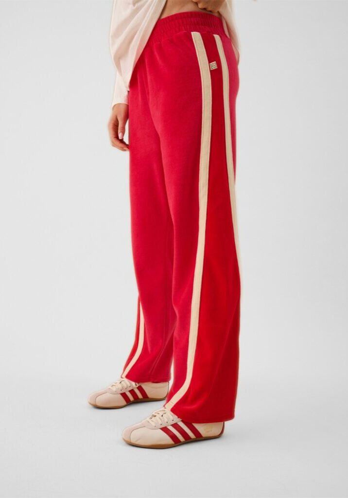 Velour Splice Trackpant Tango Red 1