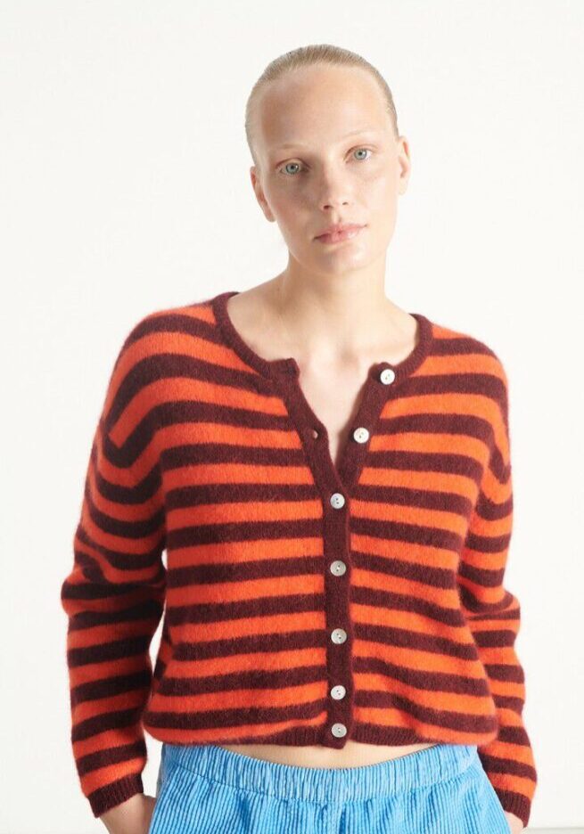Vitow Cardigan Striped Garnet 1